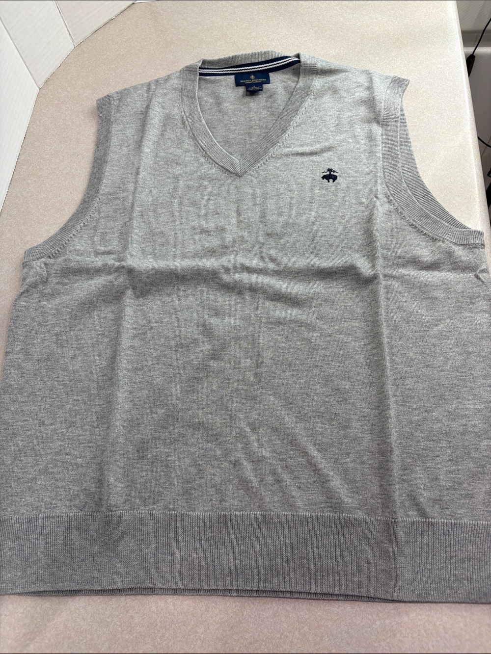 Brooks Brothers Light Gray V-Neck Sweater Vest